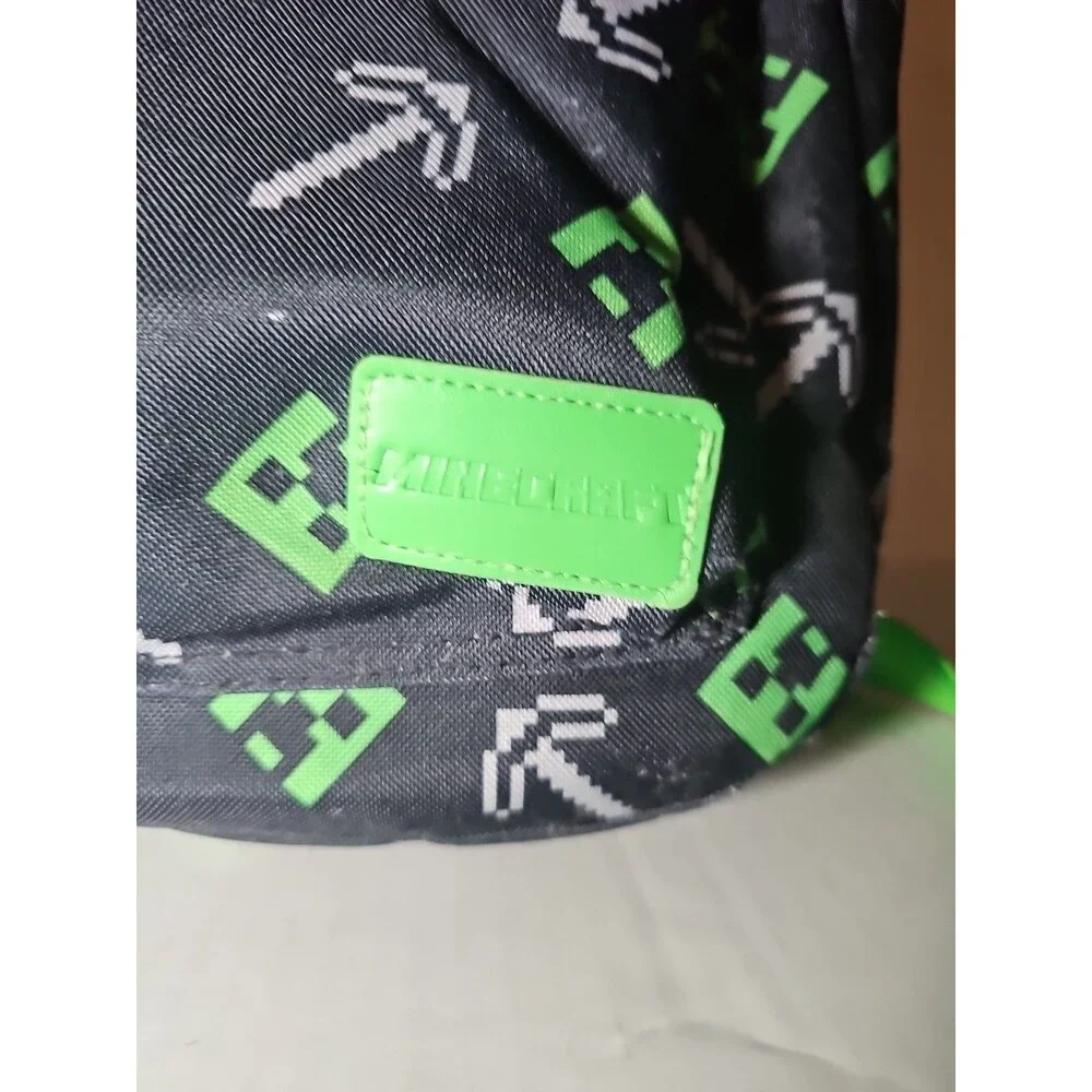 Minecraft Unisex Kids Black Green Pixel Print Adjustable Straps Laptop Backpack